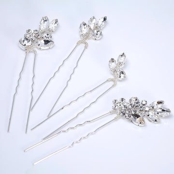 Dreamer's Petal Harmony Set of 4 Hair Pins , Swarovski Hair pins Set, Bridal Hair Accessories, Gift For Her